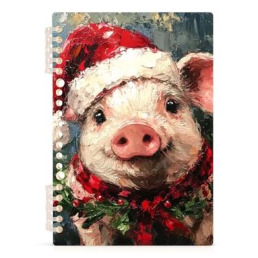 Imagem de Burbuja Caderno Christmas Pig, papel pautado universitário A5 com 60 folhas, fichário para escritório, 1 pacote