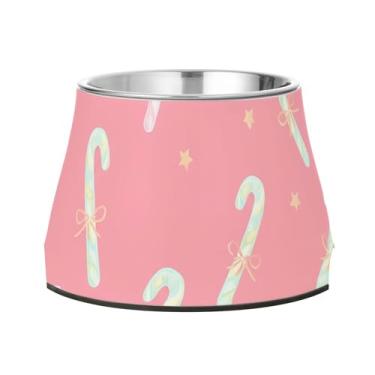Imagem de Burbuja Tigela de ração de aço inoxidável para cães Candy Cane para comida e água, antiderrapante para cães médios e gatos, 590 ml