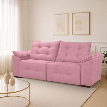 Imagem de Sofá Rayssa Reclinável Confortável Reforçado Veludo Premium - Los Herm