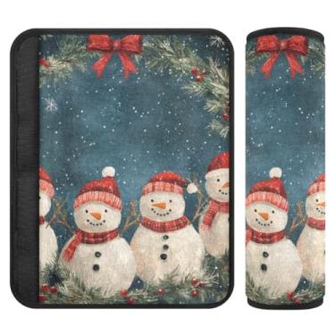 Imagem de Burbuja Capa de cinto de segurança de carro de boneco de neve de Natal protetor de cinto de segurança de carro macio confortável para alça de ombro de assento de carro, 1 par pequeno