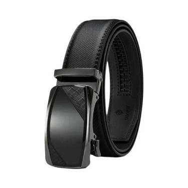 Imagem de Cinto De Couro Luxuoso Masculino Com Fivela Automática, Cinto De Negóc