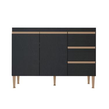 Imagem de Balcão Pia para Cozinha Modulada Sabrina 120x52Cm MDP Preto 0449 MENU