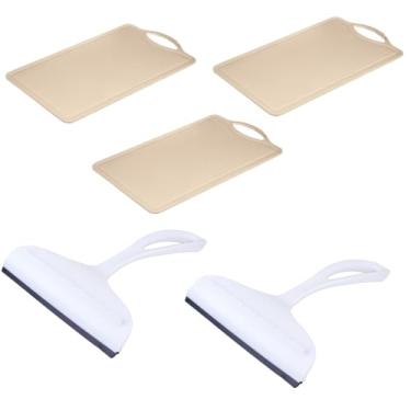 Imagem de Kit 2 Rodo de pia Branco e 3 Tábua de corte Cinza