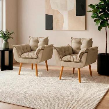 Imagem de Kit 2 Poltronas Decorativa Confortável Para Sala Recepção Manicure Sal