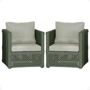 Imagem de 2 Poltronas Madri Alumínio Corda Náutica Estofado 3 Trama Verde