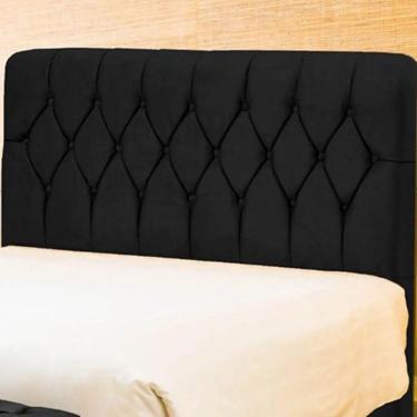 Imagem de Cabeceira Cama Box Casal 140cm Eloá Estofada Suede Veludo Premium Preto