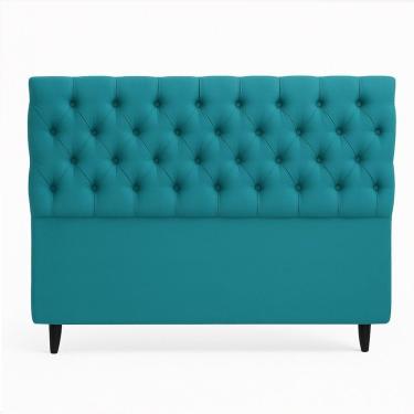 Imagem de Cabeceira Cama Box Casal Queen Size 160cm Valentina Estofada Ciano Escuro