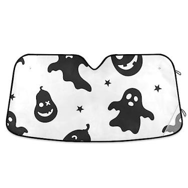 Imagem de Feliz Dia das Bruxas Persianas de Janela de Carro Para-brisa Dianteiro, Proteção UV Cortina Dobrável de Janela de Carro, Bloqueador Solar para Carro, Acessórios de Carro