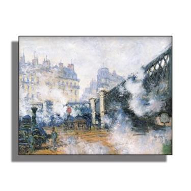 Imagem de OKRA Arte de parede em tela Monet - The Pont De L'Europe, Gare Saint-Lazare Decoração de parede - Imagem histórica - Adequado para restaurantes de fast food, lojas de animais de estimação e academias