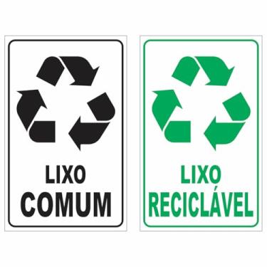 Imagem de Adesivo p Lixeira Kit Coleta Seletiva Comum + Reciclável