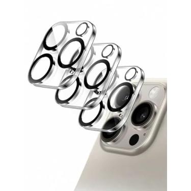 Imagem de Protetor de lente de câmera, pacote com 3 de vidro temperado para iPhone 15 Pro e iPhone 15 Pro Max, dureza Ultra HD, antiarranhões, proteção de lente de câmera compatível com capa