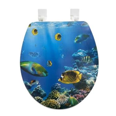 Imagem de Tampas e Capas para Vaso Sanitário Almofadado Estampa Animais Fundo do Mar, Peixes, Golfinho, Universal TOP(peixeslaranja)