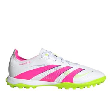 Imagem de adidas Tênis unissex League Turf Soccer Cleats, Branco/rosa lúcido/limão lúcido, 8.5 Women/7.5 Men