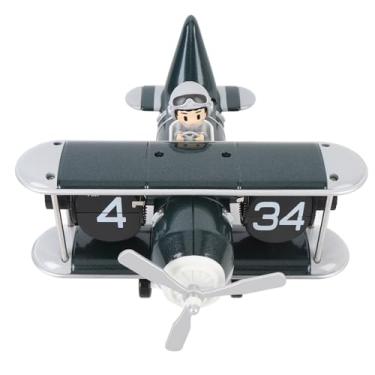 Imagem de GLOGLOW Despertador/Relógio/Relógio de Parede/rádio de Mesa Retro Alimentado por Bateria, Display de 12 Horas, Plástico, 8,46 X 8,35 Polegadas, para Sala de Estar e Quarto Flip de Avião, Nan