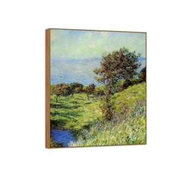 Imagem de Claude Monet Famosas Impressões em Tela de Parede Prontas para Pendurar - Rajada de Vento-Moldura de Madeira para Decoração de Sala de Estar 70 x 85 cm 27 x 33 pol