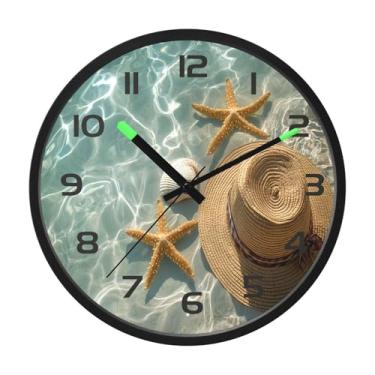 Imagem de CEBUGI Relógio de parede com luz noturna de 30,5 cm, que brilha no escuro, com sensor de voz, chapéu de palha, funciona a bateria para decoração de quarto e sala de estar