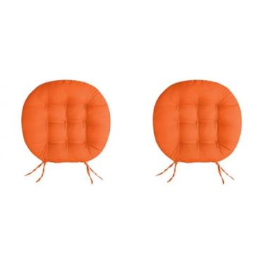 Imagem de Almofada Futon Redonda 9 Furos 40x40 cm almofada para cadeira para Cadeira Banco e Sofá com Amarração Assento Decorativo Confortável Uso Diário(Laranja)
