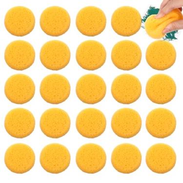 Imagem de 24 esponjas de cerâmica de 6,9 cm, esponjas arredondadas, esponja de argila para limpeza, esponja de tinta para pintura acrílica, ferramentas de cerâmica para sapatos de cozinha cuidados com couro