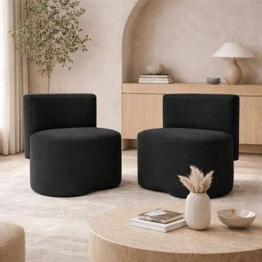 Imagem de Kit 2 Puff Orgânico Feijão Curvo Redondo Com Encosto Sala Quarto Confortável Resistente Suede