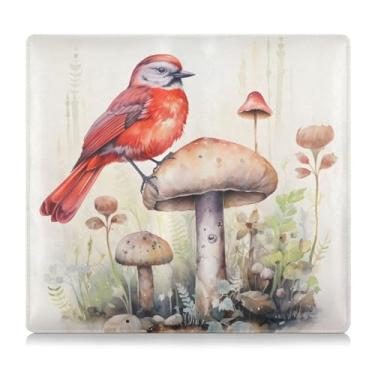 Imagem de CEBUGI Porta-luvas de registro e seguro de carro de pássaros e cogumelos para organizador de documentos, 12,5 cm x 24 cm