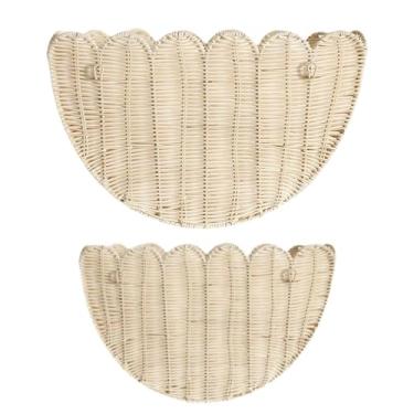 Imagem de Huease Cesto de parede recortado, conjunto de cestas de parede de vime penduradas à mão, 40,6 x 25,5 x 17,5 e 35,5 x 20,5 x 20,5 x 15,8 x 15,8 x 15,8 x 15,8 cm, cesta de parede de vime recortado