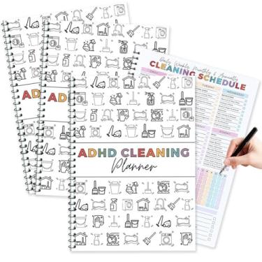 Imagem de Agenda e lista de verificação de 4 peças, agenda e lista de verificação, diário, semanal, mensal, anual, faça você mesmo, livro de plano de limpeza doméstica