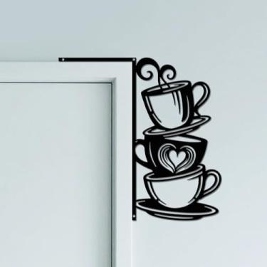 Imagem de CUTHOLLOW Decoração de arte de parede para porta de xícara de café, 25 x 24,9 cm, metal de dupla face, exclusivo para pendurar acima da porta, decoração de canto para casa, café, bar, porta da frente