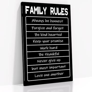 Imagem de PJQART Tela inspiradora arte de parede motivacional empreendedor citações regras de família impressão pôster sinal positivo pintura de parede para casa quarto escritório arte pronto para pendurar