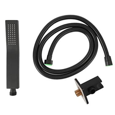 Imagem de Cocoarm Cabeça de Chuveiro e Mangueira Conjunto de Mangueira G1/2in Handheld Head Head Black Matte Pressurizado Handheld Spray Cabeça Com de 150 Cm, Saída de água de Silicone,