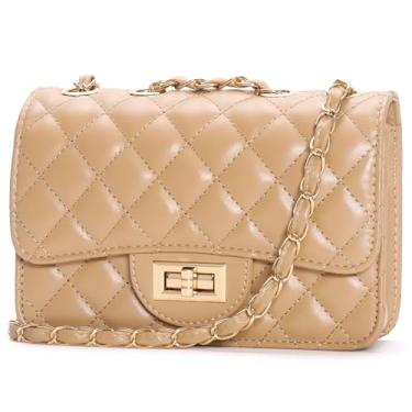 Imagem de Supaico Bolsa de ombro pequena acolchoada para mulheres, bolsa tiracolo moderna, bolsa de ombro feminina, bolsa de mão com alça de corrente, Damasco - B, Bolsa de ombro