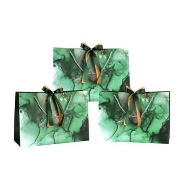 Imagem de DONQE Sacos de presente de papel com alças e fita de laço, 3 peças de 36 x 24 × 24 x 11 cm, sacolas reutilizáveis de lembrancinhas de festa para aniversário, Natal e casamento