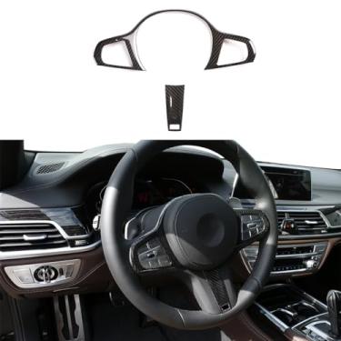Imagem de Moldura de botão de volante de fibra de carbono real para BMW 3 4 5 7 8 Series G28 G20 G22 G30 G11 G14 X3 G01 X4 G02 X5 G05 X6 G06 X7 G07 Z4 G29 (Preto)