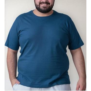 Imagem de Camiseta Plus Size Masculina Básica G4 G5 100% Algodão - Lishoope, Azu