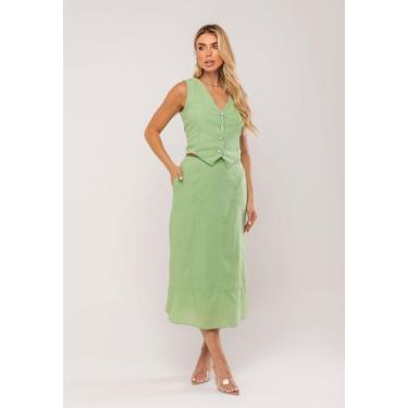 Imagem de Conjunto Com Colete e Saia Midi Verde Salvatore, M