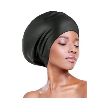 Imagem de Touca De Natação Extra Grande De Silicone Para Adultos Com Cabelos Lon