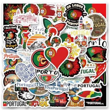 Imagem de Adesivos de Portugal |62 peças de decalques de vinil à prova d'água com tema português para garrafas de água, laptop, geladeira, bagagem, copo, computador, celular, skate