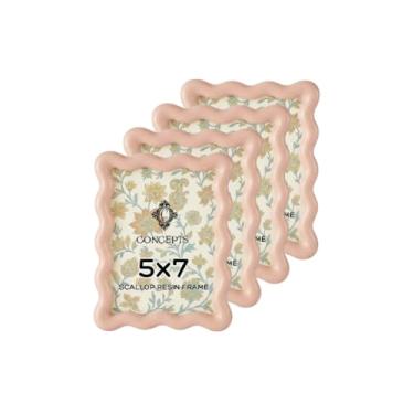 Imagem de Concepts Porta-retrato de resina recortada rosa 12 x 17 cm com vidro temperado (pacote com 4)
