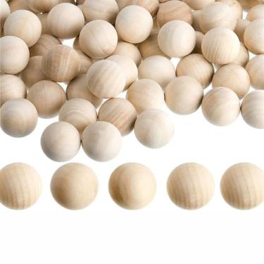 Imagem de YDJIANCAI 100 bolas redondas de madeira, bolas redondas de madeira inacabada de 0,39 pol/1 cm, esferas esféricas de bétula de ardwood para artesanato e projetos DIY, marcenaria