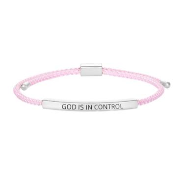Imagem de KHKINDPRO Pulseira God Is In Control, God Is First Im Second Pulseira Motivacional Ajustável Inspiradora Versículos da Bíblia Trançada Presentes de Natal, Adjustable, Aço inoxidável, Sem Pedra