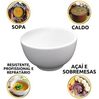 Imagem de Cumbuca Tigela 500ml Bowl Porcelana Branca 1 Linha Japonesa Sopa Caldo