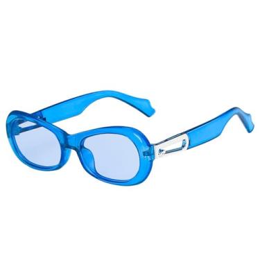 Imagem de Óculos de Sol Femininos Ovais em Cores Candy, Estilo Punk, Proteção UV400, para Esportes ao Ar Livre, Corrida e Ciclismo, Azul