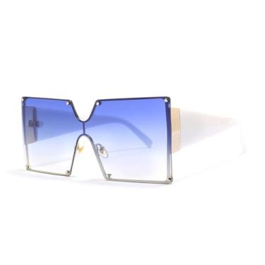 Imagem de Óculos de Sol UV400 - Tamanho Grande, Sem Aro, Lentes Degradê, para Homens e Mulheres, Ideal para Esportes ao Ar Livre, Corrida e Ciclismo, Azul