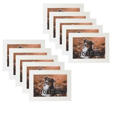 Imagem de Kit 10 Porta Retratos C/vidro 10x15 Moldura Branca para fotos e decora