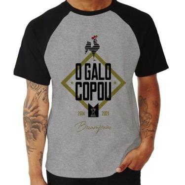 Imagem de Camiseta Raglan O Galo Copou! - Foca na Moda, Cinza, Preto, GG