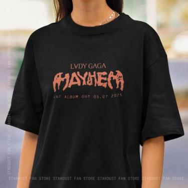 Imagem de Camiseta LADY GAGA 100% ALGODÃO MAYHEM Novo Álbum 2025 Pop Branca Pret