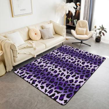 Imagem de jejeloiu Tapete decorativo de leopardo roxo para crianças, 7,5 x 12,5 cm, moderno, efeito ombré, sala de estar, para quarto, para meninos, meninas, adolescentes, guepardo, interior, antiderrapante