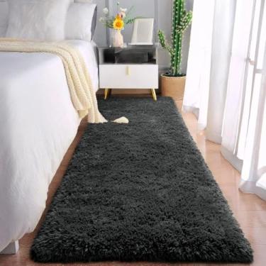Imagem de Tapete Passadeira 2,00 x 0,60 Corredor Quarto Sala Beira de Cama Felpudo Peludo(Preto)
