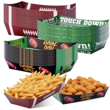 Imagem de Kit de suprimentos de festa de futebol, 24 peças, pratos de comida de papel de futebol, descartáveis, lanche de jogos esportivos, nacho, taco, cachorro-quente, bandejas para barcos de comida para