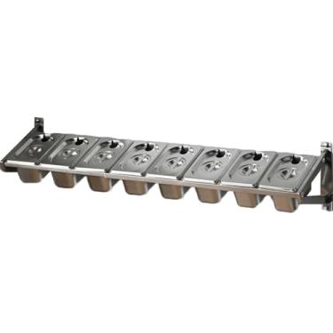 Imagem de Suporte de parede para temperos de aço inoxidável com capa, organizador de 8 panelas, compartimentos retráteis, armazenamento de bancada para temperos, 10 cm de profundidade (92 x 22 x 18 cm)