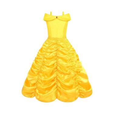 Imagem de Vestido De Princesa Amarelo Fantasia Da Bela Para Meninas Halloween a 